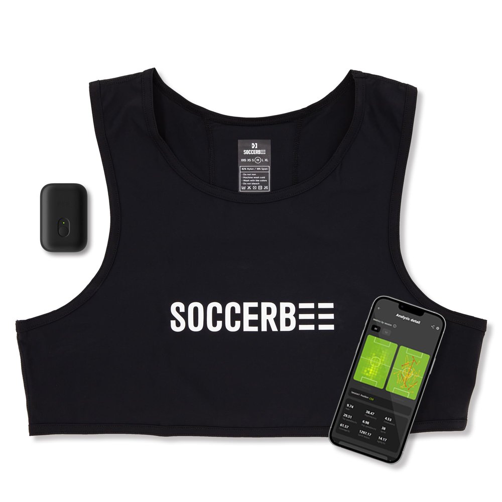 SOCCERBEE-BEE PRO 2 - Sports GPS Tracker & Vest for Outdoor Sports (Small) | 30days Trial Included & Subscription Requierd | Soccer Training Equipment | Fitness Tracker (Large)