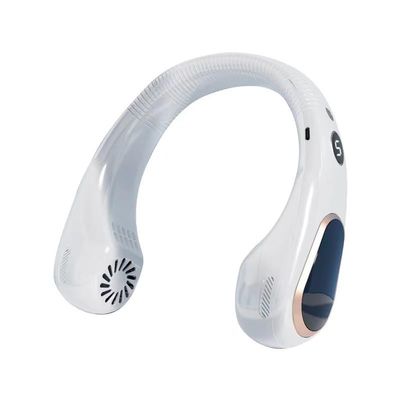 DMBAOD 2024 new intelligent digital display neck hanging fan, USB charging leafless neck hanging cooling device,, standard, White, ZNSXGB33
