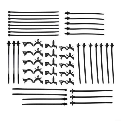 45pcs Push Mount Cable Zip Tie And Wire Clips Kit,Push Mount Wire Ties,Automotive Clips Nylon Wire Harness Clips