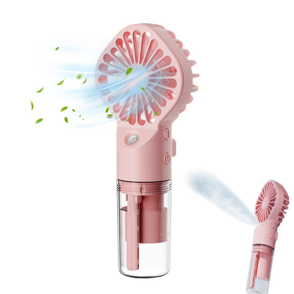 Chpbolly Portable Handheld Fan Handheld Fan USB Rechargeable Portable Misting Fan Water Mist Fan With 4 Adjustable Speed Cooling Powerful Quiet Hand Fans For Outdoor Camping TravellingPink