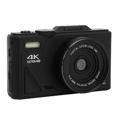 4K Digital Camera, Compact Travel Camera, 64MP 18X Zoom Autofocus Retro Compact Digital Camera with 3 Inch Flip Screen for Travel Photography Vlogging (Black)