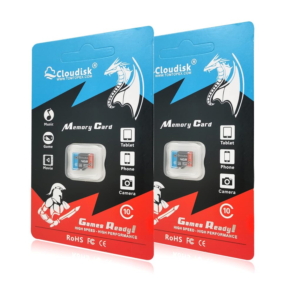 Cloudisk Pack of 2 Micro SD Card 4GB U1 Class 10 Micro SDHC Memory Card Optimized for Gaming, Cell Phone, Camera, Tablets and Drones (4GB)