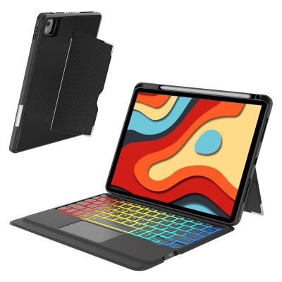 for iPad Air 11 inch case with Keyboard (M2, 2024), iPad Pro 11 inch (4th/3rd/2nd/1st Gen) & iPad Air 5th/4th Gen 10.9, Built-in Pencil Holder, Trackpad,Rainbow Backlit, Portrait/Landscape Dual Mod