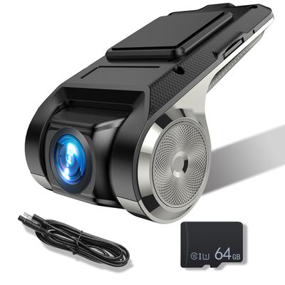 METEESER USB Car DVR Camera Video Recorder, USB Dash Cam, WDR Full HD Dash Camera Car Driving Recorder with 64GB Micro SD Card, Wide Angle, Loop Recording Night Vision ADAS 24Hours Monitor
