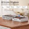 CARONSORT CD Player with Bluetooth Transmitter, Nostalgic Retro Wood Music Player, Built-in Speakers-Bass Boost, FM Radio for Home/Wired&Remote Control-White view 4