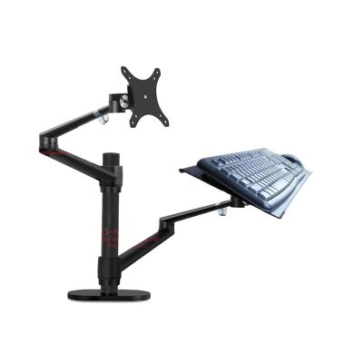 AVXANKTG OL-10L-KYM Aluminum Silver Ergonomic 10"-32" Monitor Stand + Keyboard Tray Desk Stand Mount Double Arm(OL-33L-KYM 440MM)