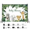 15x10ft Safari Baby Shower Backdrop Cartoon Elephant Lion Giraffe Green Leaves Photography Background Jungle Wild Animals Theme Party Decorations Banner Photo Studio Props view 2