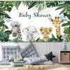15x10ft Safari Baby Shower Backdrop Cartoon Elephant Lion Giraffe Green Leaves Photography Background Jungle Wild Animals Theme Party Decorations Banner Photo Studio Props view 4