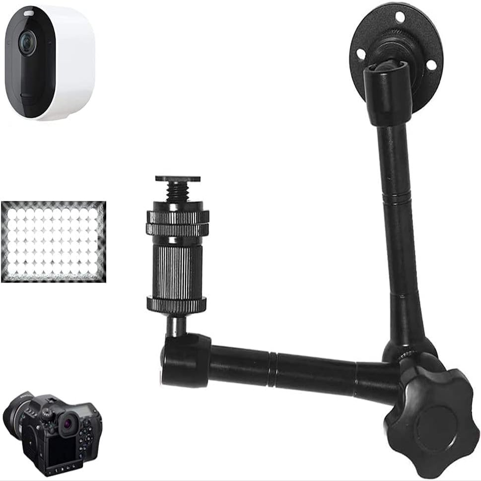 2-Be-Best Articulating Camera Mount, 11" Magic Arm, Wall Mount, Compatible with Mini Projector, Camera, LED Light, Hot Shoe & Screws Included