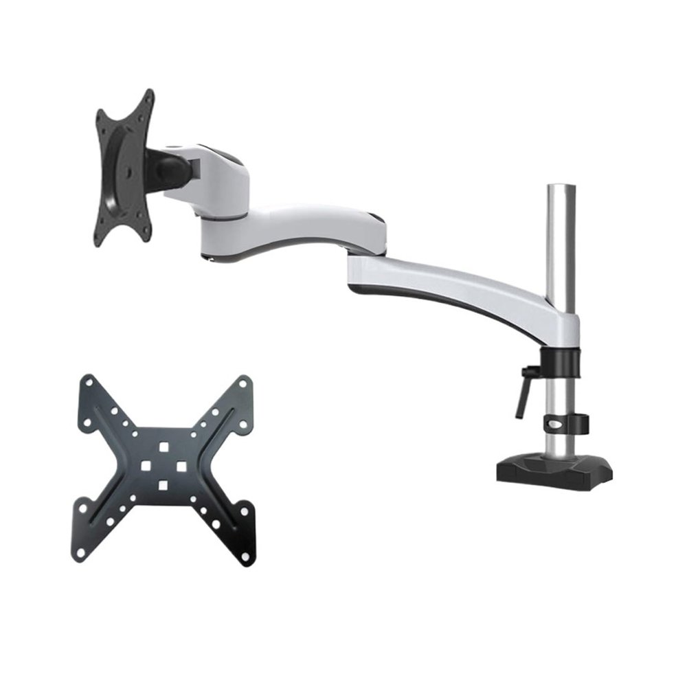 CUFTOBJM DL-GM112 Aluminum 10"-27" 5-16kg 360 Rotation Double Arm Clip Grommet Heavy Duty Monitor Desk Stand LCD Mount Computer Stand Full Motion(GS112C-A)