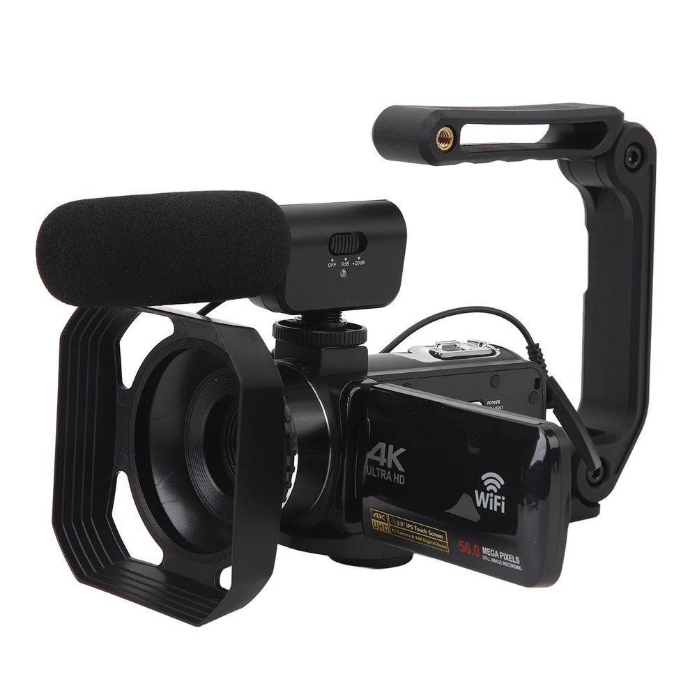 HOHXFYP Video Camera Camcorder 4K 30FPS 56MP Touch Screen with IR Night Vision and Remote Control, IPS Touch Screen Digital 18X Zoom Recorder, External Microphone Support
