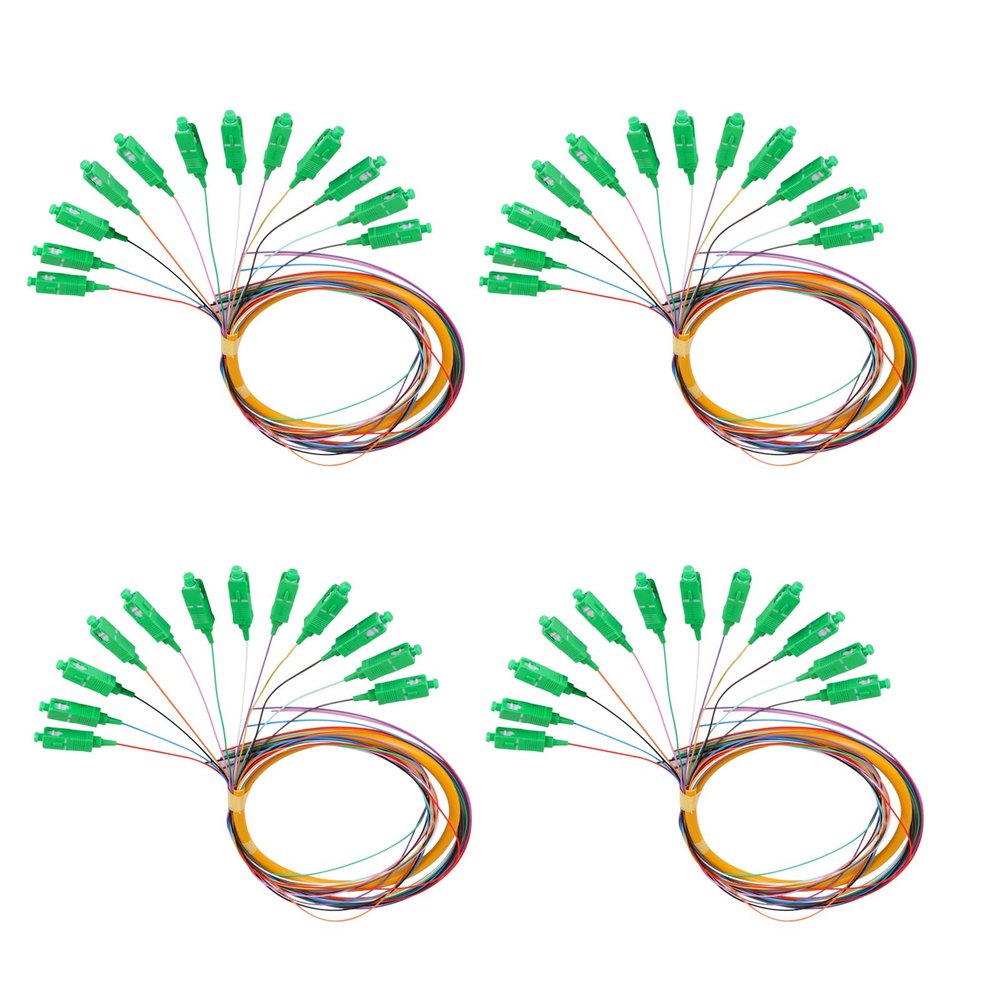 12 Strand SC/APC Fiber Optic Pigtail 1.2m SC Singlemode Fiber Pigtail for Networks Communication System,4 Packs