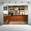 CHNYWORK 8ftx6ft Modern Cafe Backdrop for Photography Authentic Mountain Town Cafe Restaurant Bar Interior Background for Cafe Party Decorations Photo Shoot Booth Studio Props view 2