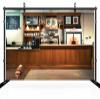 CHNYWORK 8ftx6ft Modern Cafe Backdrop for Photography Authentic Mountain Town Cafe Restaurant Bar Interior Background for Cafe Party Decorations Photo Shoot Booth Studio Props view 3