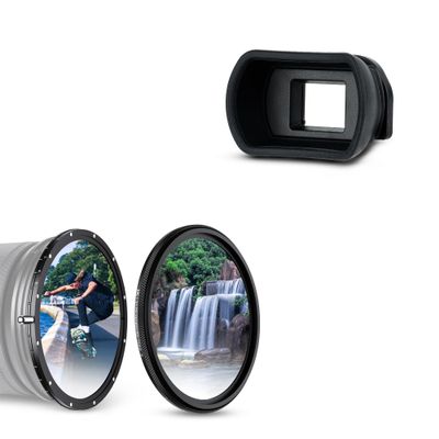 Long Soft EF EB Eyecup Eyepiece & 58mm True Color Variable ND Filter for Canon EOS Rebel T7 T6 T8i T7i T6i T6s T5i SL3 90D 80D with EF-S 18-55mm Kit Lens