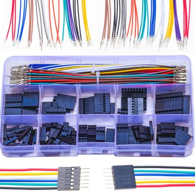 JTSINERU Compatible with Dupont 2.54mm Male to Female Cable Connector,Single Row 1 * 2/3/4/5/6/7/8/9/10 Pin Connector with 22AWG Pre-Crimped Cables (JTS-DP-MF)