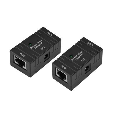 2PCS RJ45 POE Power Supply Module for Network IP Camera with LED Power Light, High Stability 10 per 100Mbps Rate POE Ethernet Adapter (Black)