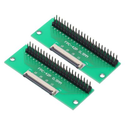 MECCANIXITY 2pcs FFC FPC Connector Board 42 Pins 0.5mm Socket to 2.54mm Double Row Male Pin Header Strip Adapter, PCB Converter Board for LCD TVs/Digital Cameras/Laptops