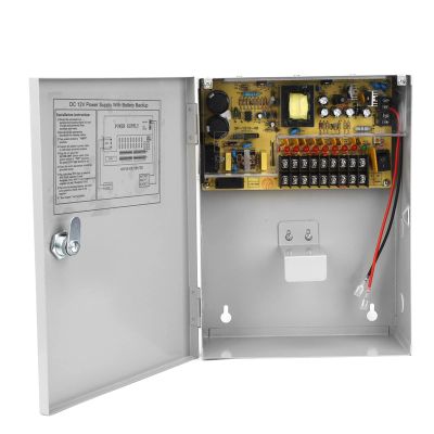 UPS Access Control Power Supply, Access Control Power Supply Box UPS PWM 12V 10A, Full Regulated, Cooling, for Access Control, Electrical Boxes