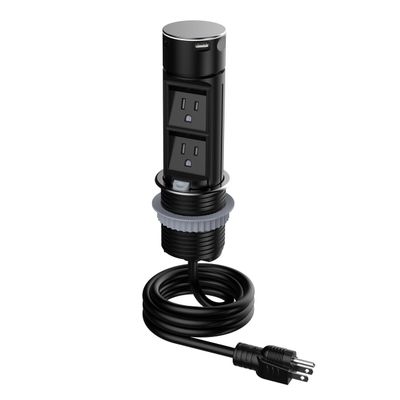 Link2Home Pop Up Outlet with 2 AC Power Outlets, 2 USB A/C Ports, 2.4A Fast Charge, Splash Resistant, Stainless Steel Retractable Socket for Kitchen Counter or Desk