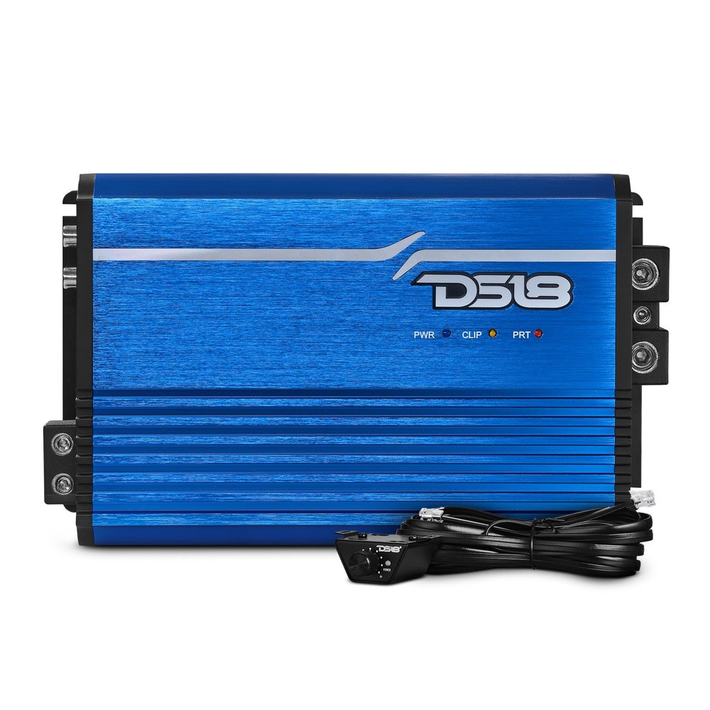 DS18 FRP-2.5K/BLCompact Full-Range Class D 1-Channel Amplifier 2,500 Watts RMS @ 1-Ohm, Monoblock Amplifier with Remote Level Knob, Variable Crossover Filters Great for Bass, Mids, or Highs