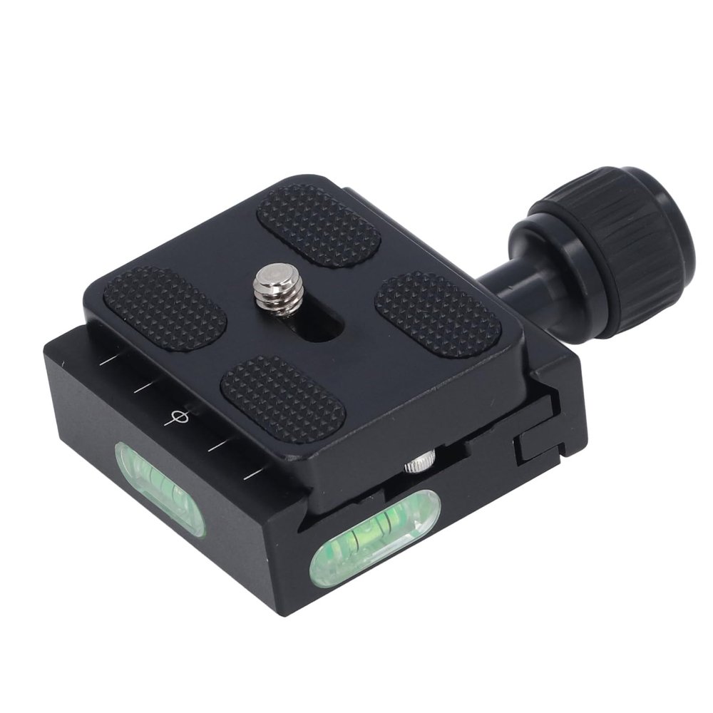Camera Quick Release Clamp 50mm, Arca Design, Built in 3 Bubble Level, 3/8 to 1/4 Inch Thread, Aluminum Alloy, Compatible with Quick Release Plate 33 to 38mm Wide