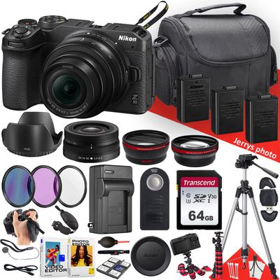 Nikon Z30 Mirrorless Camera with NIKKOR Z DX 16-50mm F/3.5-6.3 VR Lens + 64GB Memory + 2PC Extra Battery + Remote Control + Filters + Tripod + More (31pc Bundle) (Renewed)