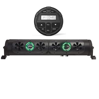 Bazooka 24 Inch G2 Bluetooth Party Bar Speaker Bundle with Wireless Controller & LED Illumination Speaker System for Off Road, Golf Cart, Marine, and Outdoor | BPB24-G2-DBCKIT