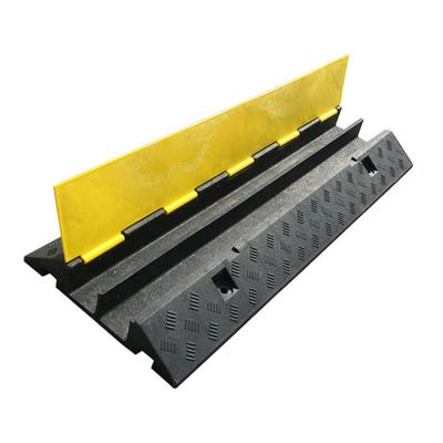 Heavy Duty Cable Protector Ramp - Rubber Speed Bump w/Flip-Open Top Cover & Channel Groove Design, Modular Traffic Driveway Speed Bump for Outdoor & Indoor Use
