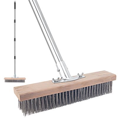 Stainless Steel Wire Brush, 59'' Long Handle Floor Scrubber for Concrete