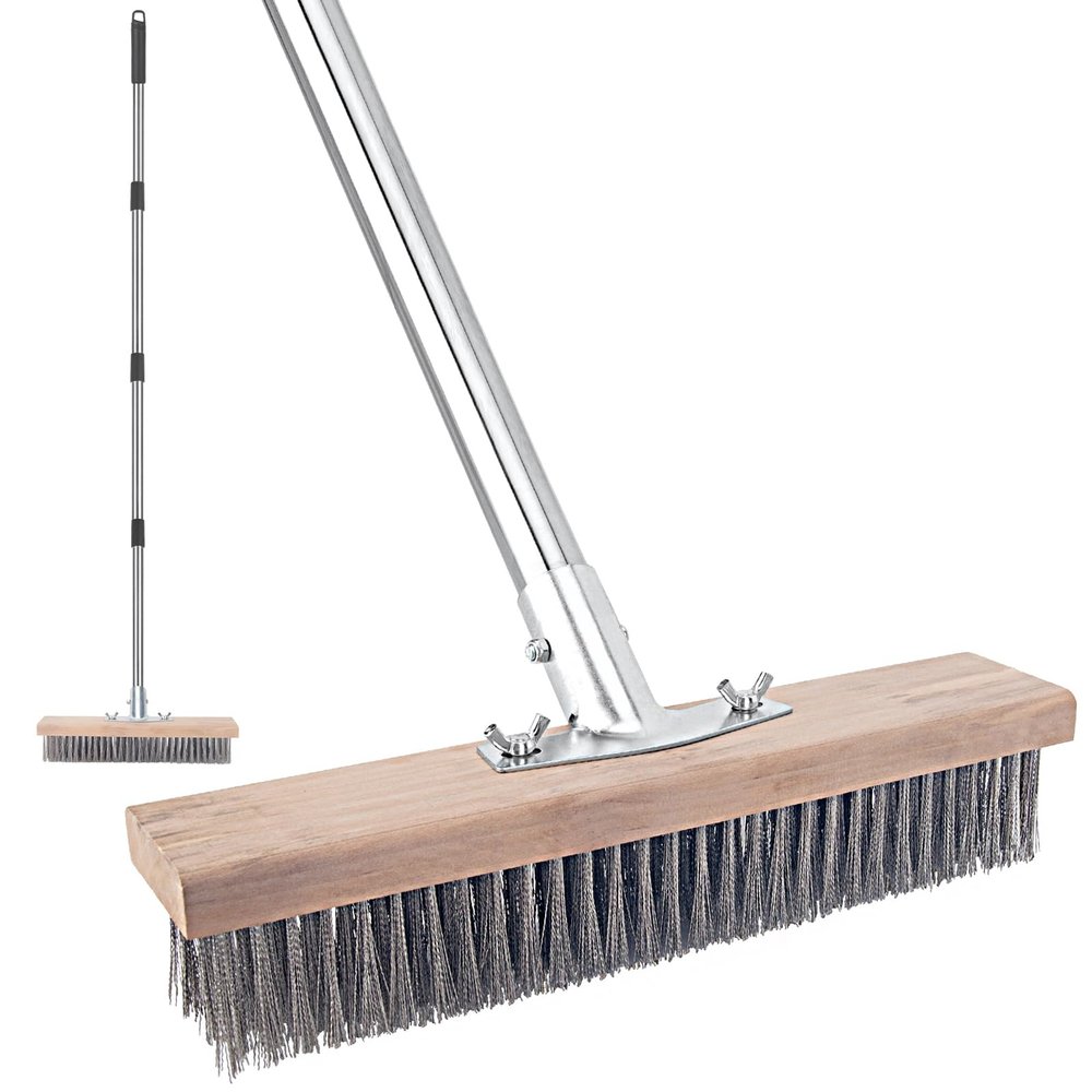 Stainless Steel Wire Brush, 59'' Long Handle Floor Scrubber for Concrete