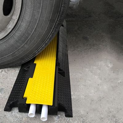 DirectNine Basics Rubber Cable Protector Ramp - Heavy Duty 22000lbs Capacity Traffic Speed Bump for Driveway Cord Track - Super Sturdy Dual Channel with Flip-Open Top Cover