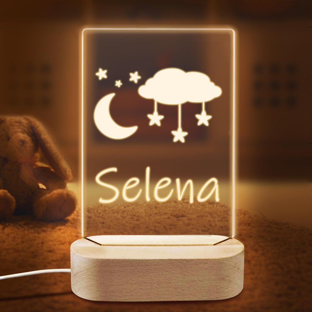 coolenious Custom Baby Night Light for Kids, Personalized Baby Night Light, Custom Nursery Night Light for Kids, Personalized Baby Gifts for Boys, Girls, Personalized Birthday Gift for Baby, Kids