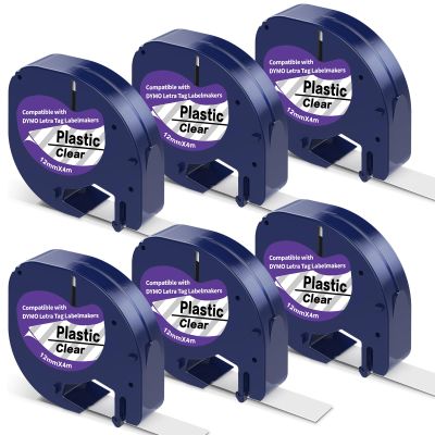 6 X Compatible with DYMO Letratag Label Maker Refills, Plastic Clear Replacement for DYMO Letratag Refills 91331 S0721660, Label Maker Tape for LT-100H LT-100T 200B QX50