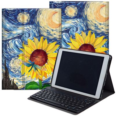 DEGDFSGR for Samsung Galaxy Tab A8 10.5 Case with Keyboard, Detachable Wireless Keyboard Magnetic Closure Protective Cover Case for Samsung Tab A8 2022[SM-X200 X205 X207], Sunflower Dragonfly