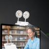 Binguowang Monitor Fan with Clamp & Light Bar Desk Lamp with fan for Office mini Desk fan small quiet with lamp for PC Laptops Tablet for Home Office Portable Working Reading Stand Lamp (LightGray) view 1