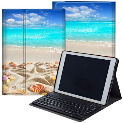 DEGDFSGR for Samsung Galaxy Tab A8 10.5 Case with Keyboard, Detachable Wireless Keyboard Magnetic Closure Protective Cover Case for Samsung Tab A8 2022[SM-X200 X205 X207], Blue Sky Beach