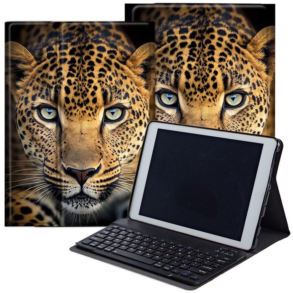 DEGDFSGR for Samsung Galaxy Tab A8 10.5 Case with Keyboard, Detachable Wireless Keyboard Magnetic Closure Protective Cover Case for Samsung Tab A8 2022[SM-X200 X205 X207], Leopard Tiger