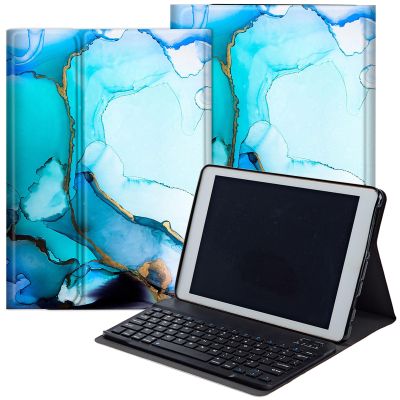 DEGDFSGR for Samsung Galaxy Tab A8 10.5 Case with Keyboard, Detachable Wireless Keyboard Magnetic Closure Protective Cover Case for Samsung Tab A8 2022[SM-X200 X205 X207], Blue Marbles