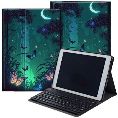 DEGDFSGR for Samsung Galaxy Tab A8 10.5 Case with Keyboard, Detachable Wireless Keyboard Magnetic Closure Protective Cover Case for Samsung Tab A8 2022[SM-X200 X205 X207], Butterfly in Green Forest