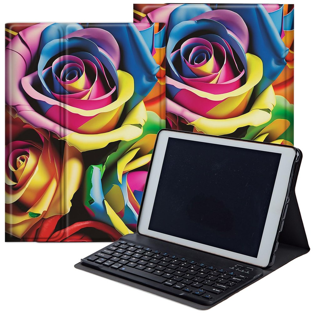 DEGDFSGR for Samsung Galaxy Tab A8 10.5 Case with Keyboard, Detachable Wireless Keyboard Magnetic Closure Protective Cover Case for Samsung Tab A8 2022[SM-X200 X205 X207], Colorful Rose