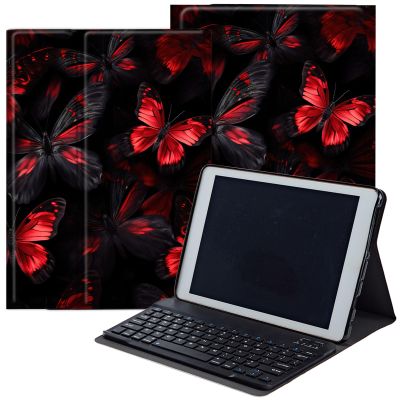 DEGDFSGR for Samsung Galaxy Tab A8 10.5 Case with Keyboard, Detachable Wireless Keyboard Magnetic Closure Protective Cover Case for Samsung Tab A8 2022[SM-X200 X205 X207], Red Catocala Butterflies