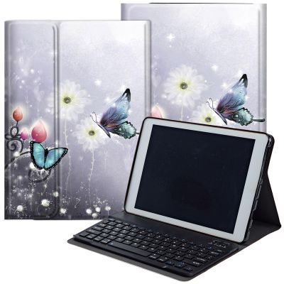 DEGDFSGR for Samsung Galaxy Tab A8 10.5 Case with Keyboard, Detachable Wireless Keyboard Magnetic Closure Protective Cover Case for Samsung Tab A8 2022[SM-X200 X205 X207], Butterfly in Flowers