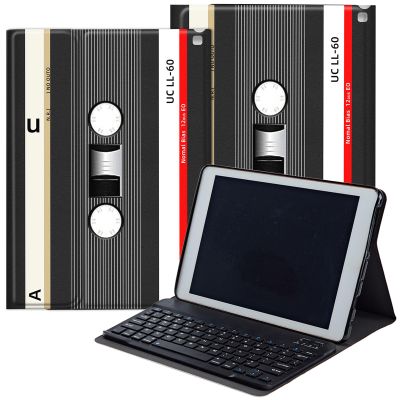 DEGDFSGR for Samsung Galaxy Tab A8 10.5 Case with Keyboard, Detachable Wireless Keyboard Magnetic Closure Protective Cover Case for Samsung Tab A8 2022[SM-X200 X205 X207], Black White Tape