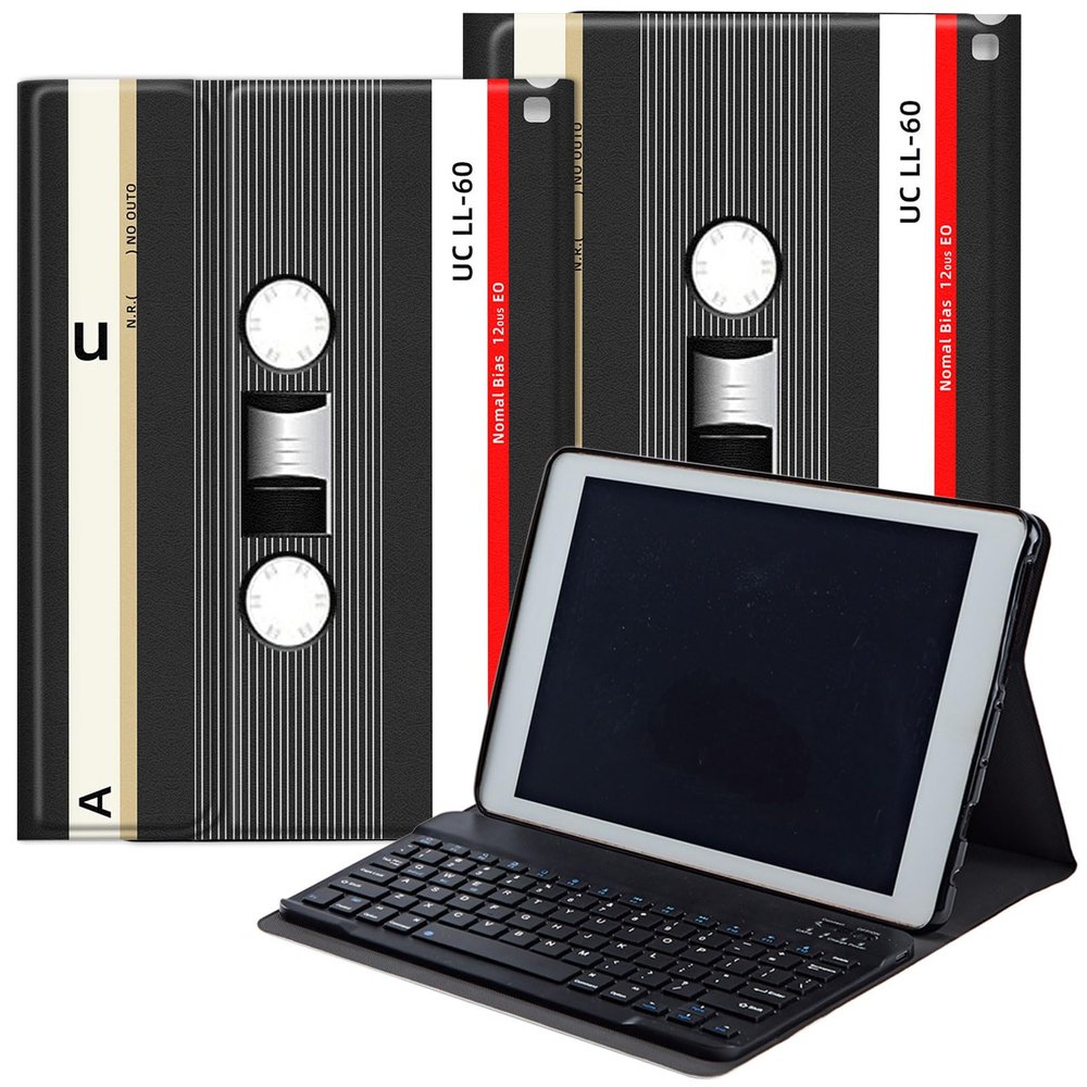 DEGDFSGR for Samsung Galaxy Tab A8 10.5 Case with Keyboard, Detachable Wireless Keyboard Magnetic Closure Protective Cover Case for Samsung Tab A8 2022[SM-X200 X205 X207], Black White Tape