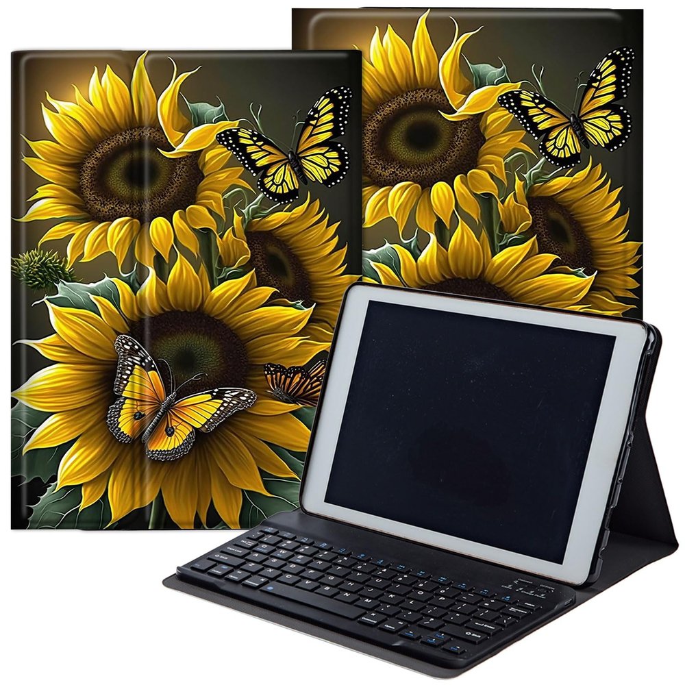 DEGDFSGR for Samsung Galaxy Tab A8 10.5 Case with Keyboard, Detachable Wireless Keyboard Magnetic Closure Protective Cover Case for Samsung Tab A8 2022[SM-X200 X205 X207], Yellow Sunshine Flower