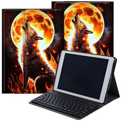 DEGDFSGR for Samsung Galaxy Tab A8 10.5 Case with Keyboard, Detachable Wireless Keyboard Magnetic Closure Protective Cover Case for Samsung Tab A8 2022[SM-X200 X205 X207], Fire Wolf Howling