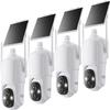Dzees Solar Security Cameras Wireless Outdoor, 2K Battery Powered Security Camera, 360 PTZ Camera with Spotlight, Siren, Color Night Vision, AI Dectection, IP66 for Home Security, 2.4GHz 4-Pack view 1