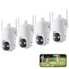 Dzees 360 PTZ Security Cameras Wireless Outdoor WiFi, 2K Battery Powered Home Security Camera Indoor, Spotlight & Siren, Color Night Vision, 2-Way Talk, AI Motion Detection, IP66, SD/Cloud 4-Pack view 1
