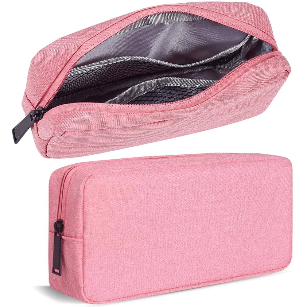 CAAORDKSO Electronic Organizer Case, Travel Cable Organizer Bag Pouch Electronic Accessories Carry Case Waterproof Electronic Accessories Bag for Cable, Cord, Charger, Power Bank, Earphone (Big-Pink)
